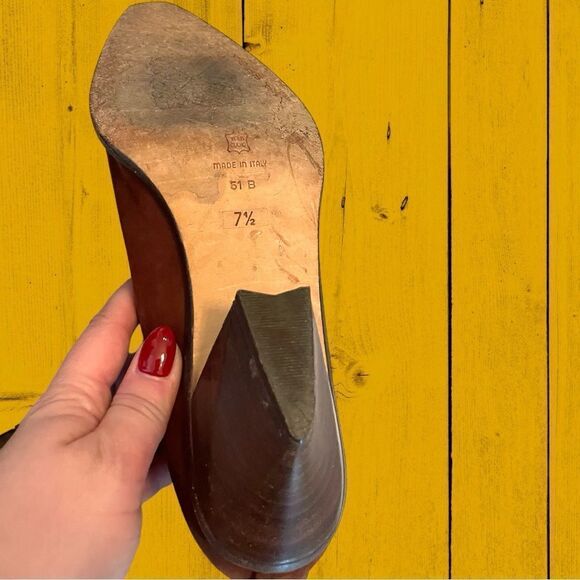 Vintage 90s Via Spiga suede wooden heel pointed toe shoes western style - Picture 11 of 13